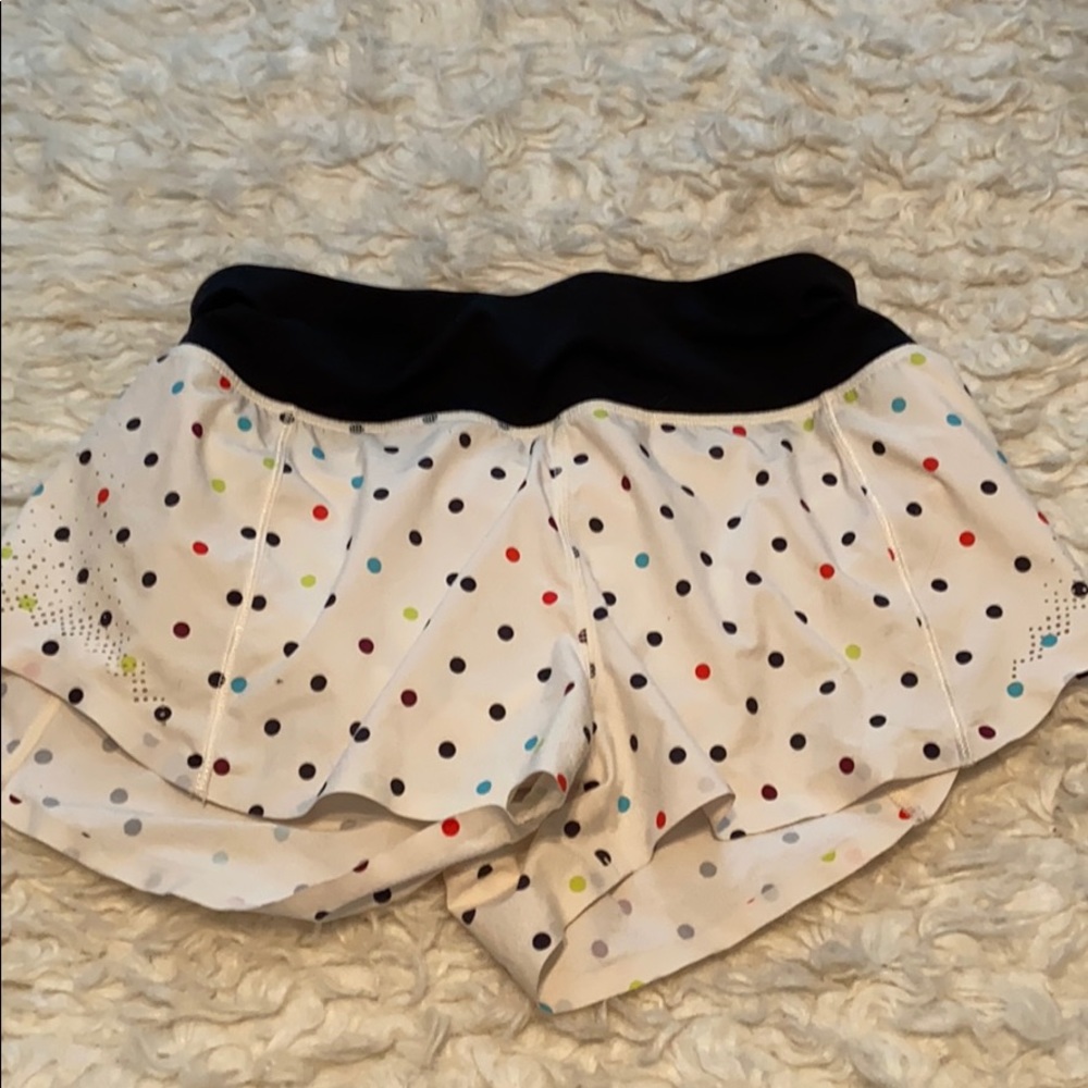 White polka dot Lululemon shorts